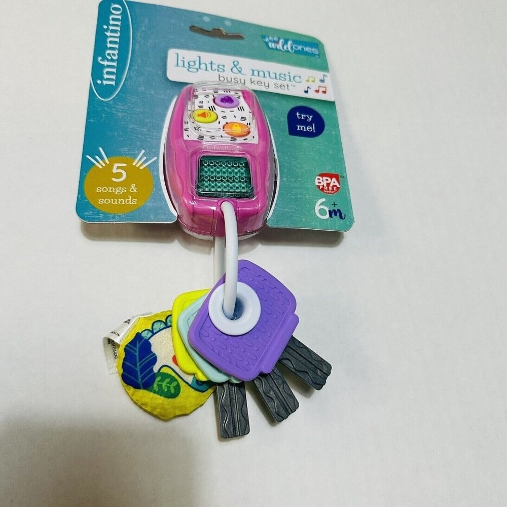 Baby Toy Car Keys Lights Up And Plays Music Pink And Purple Infantino